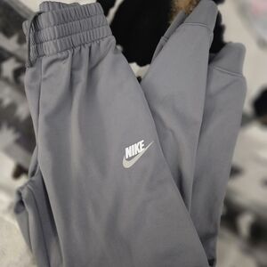Nike Kids Gray Jogger Sweatpants with White Swoosh